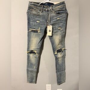 MNML Distressed Blue Jeans for Men